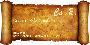 Csiri Rézmán névjegykártya